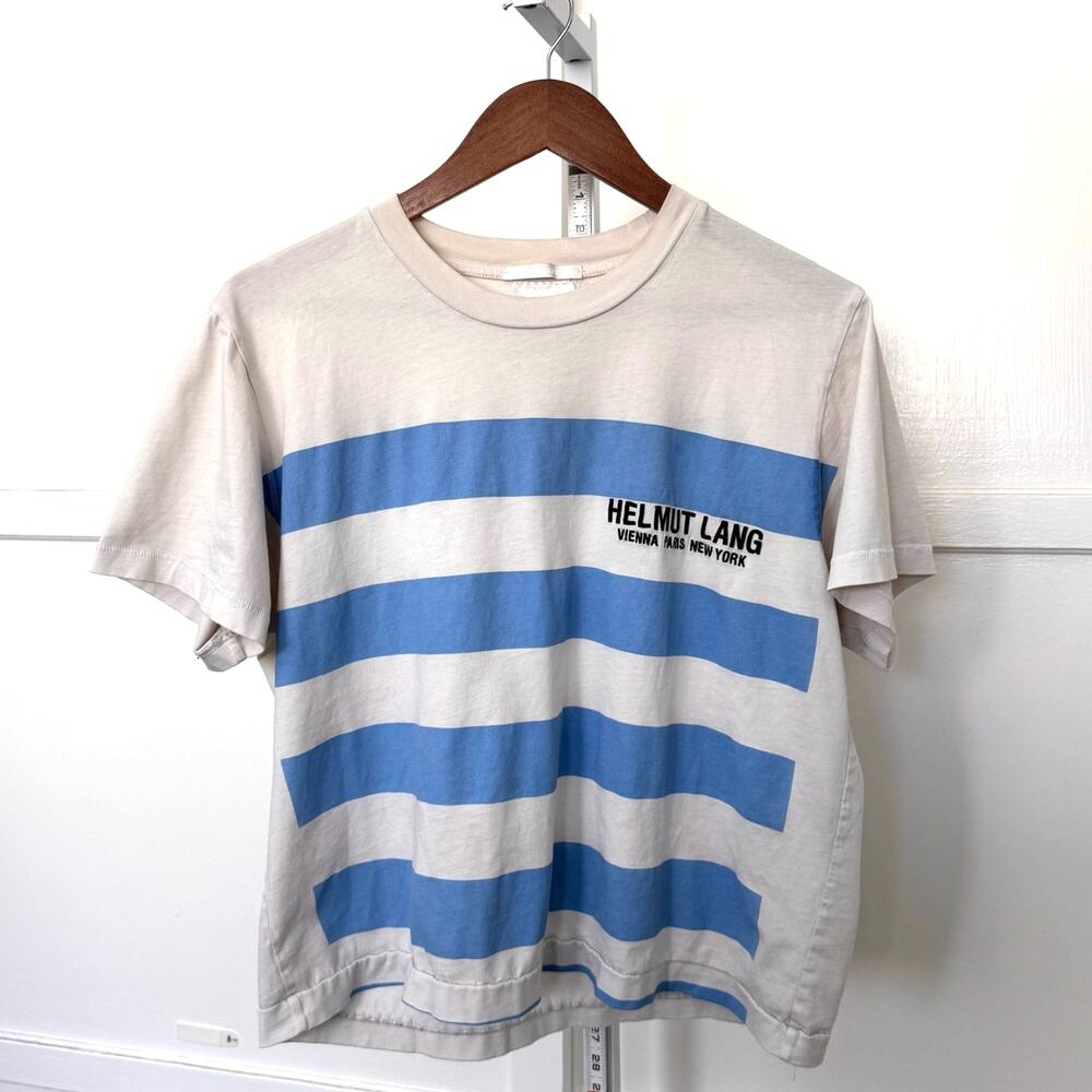 Helmut Lang Striped T-Shirt Logo Embroidered | Fits Small